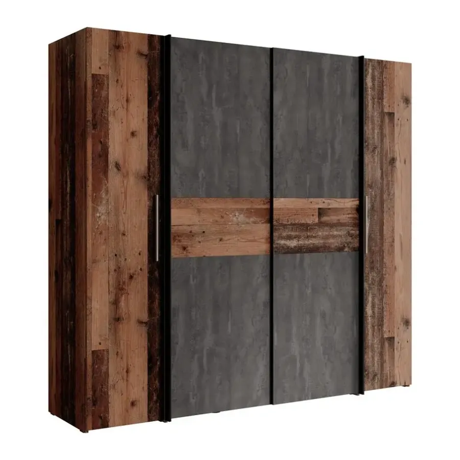 Kledingkasten|Kledingkasten-Meubella - Kledingkast Kassel - Old wood - Grijs - 200 cm