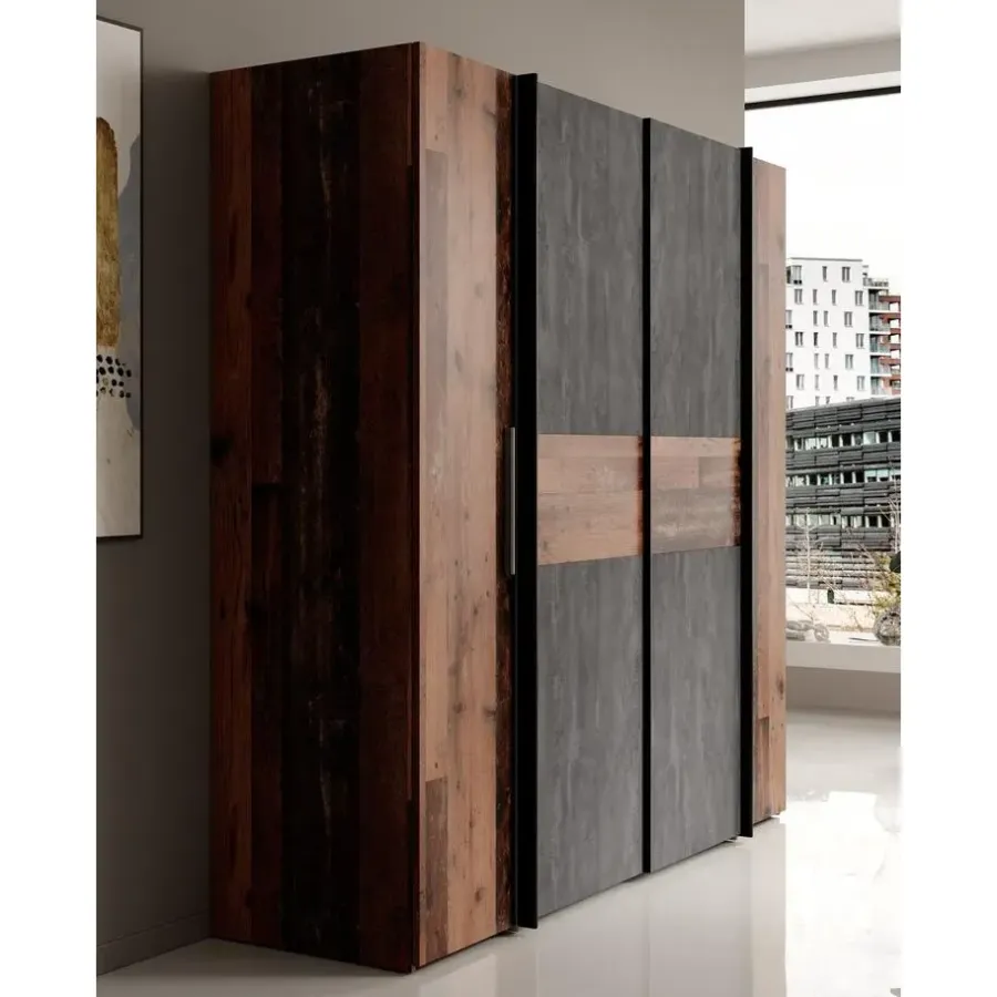 Kledingkasten|Kledingkasten-Meubella - Kledingkast Kassel - Old wood - Grijs - 200 cm