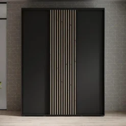 Meubella - Kledingkast Leandro - Zwart - 180 cm