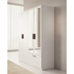 Draaideurkasten-Meubella - Kledingkast Lillian - Wit - 180 cm - Met spiegel