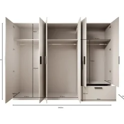 Meubella - Kledingkast Lillian - Wit - 270 cm