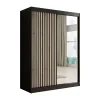 Kledingkasten|Kledingkasten-Meubella - Kledingkast Lisbon 2 - Zwart - 150 cm - Met spiegel