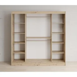 Meubella - Kledingkast Lisbon 2 - Eiken - 200 cm - Met spiegel