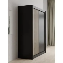 Schuifdeurkasten-Meubella - Kledingkast Lisbon - Zwart - 150 cm