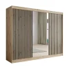 Meubella - Kledingkast Lisbon 2 - Eiken - 250 cm - Met spiegel