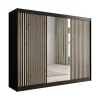 Meubella - Kledingkast Lisbon 2 - Zwart - 250 cm - Met spiegel