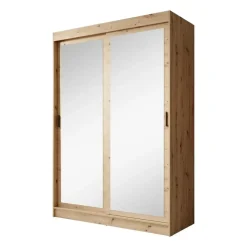 Schuifdeurkasten-Meubella - Kledingkast Mammock 2 - Eiken - 150 cm - Met spiegel