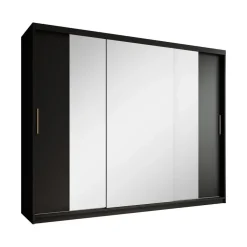 Meubella - Kledingkast Mandalin - Zwart - 250 cm - Met spiegel