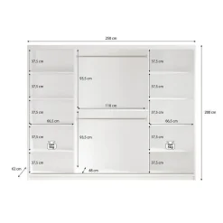 Meubella - Kledingkast Mandalin - Zwart - 250 cm - Met spiegel