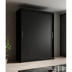 Schuifdeurkasten-Meubella - Kledingkast Mandalin - Zwart - 150 cm