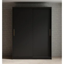 Schuifdeurkasten-Meubella - Kledingkast Mandalin - Zwart - 150 cm