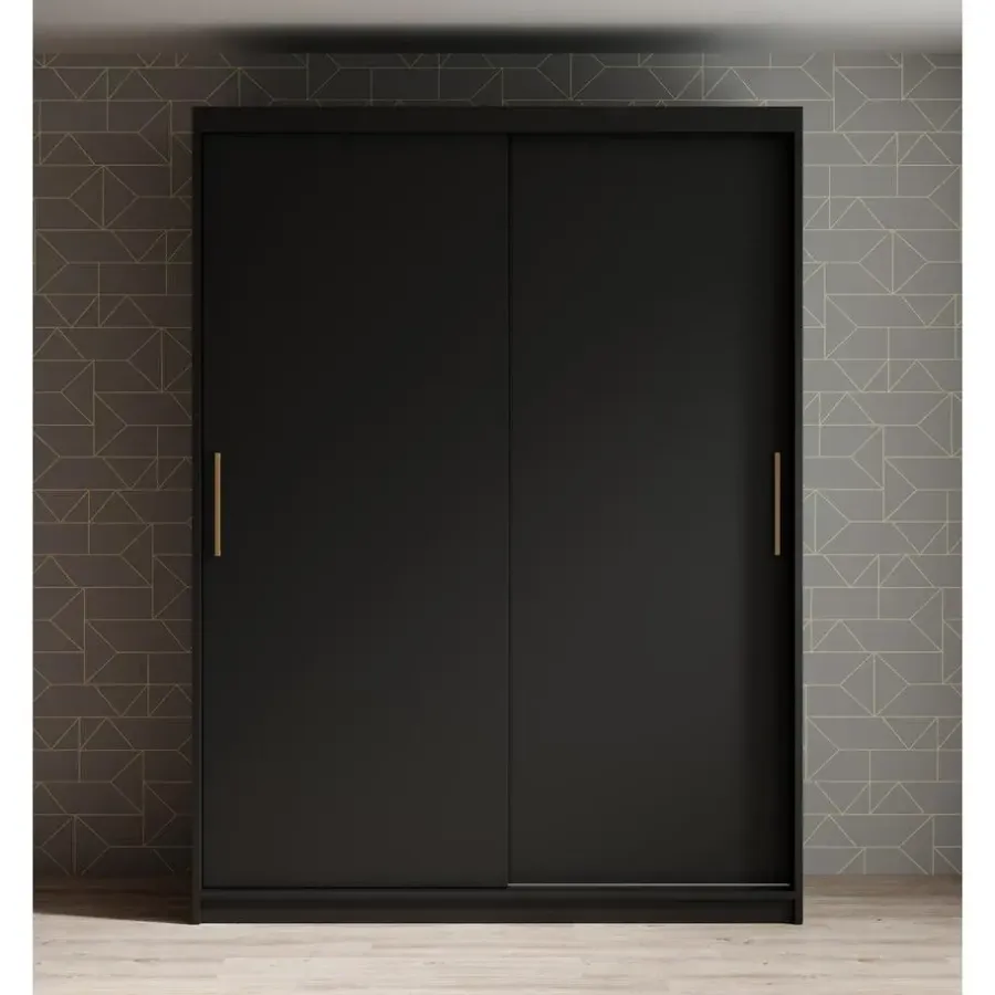 Schuifdeurkasten-Meubella - Kledingkast Mandalin - Zwart - 150 cm