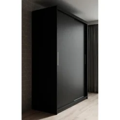 Schuifdeurkasten-Meubella - Kledingkast Mandalin - Zwart - 150 cm