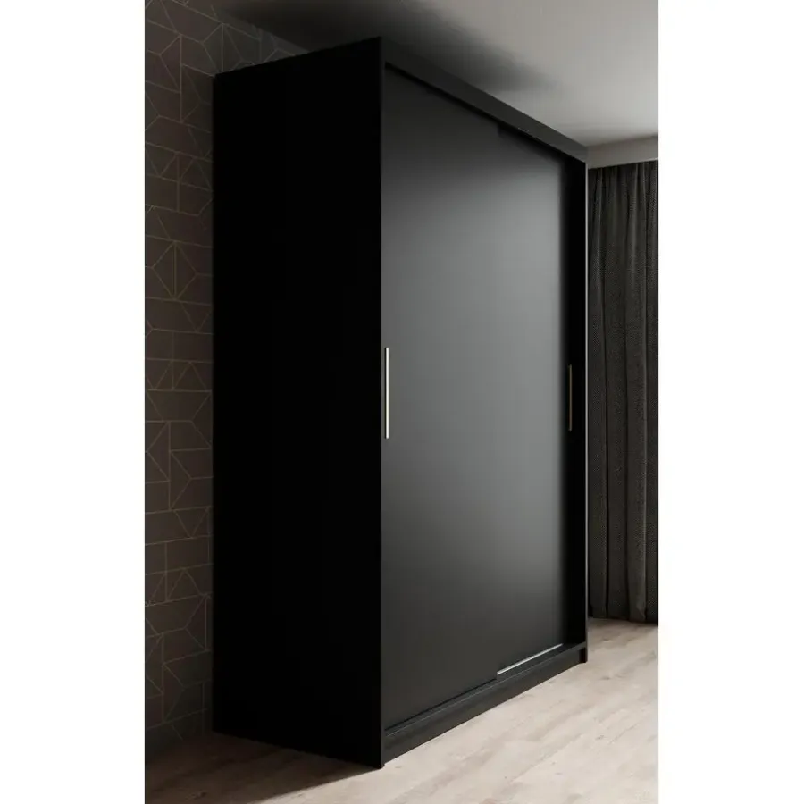Schuifdeurkasten-Meubella - Kledingkast Mandalin - Zwart - 150 cm