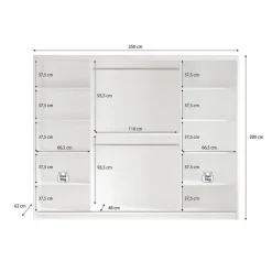 Schuifdeurkasten-Meubella - Kledingkast Marmer 2 - Zwart - 250 cm - Met spiegel