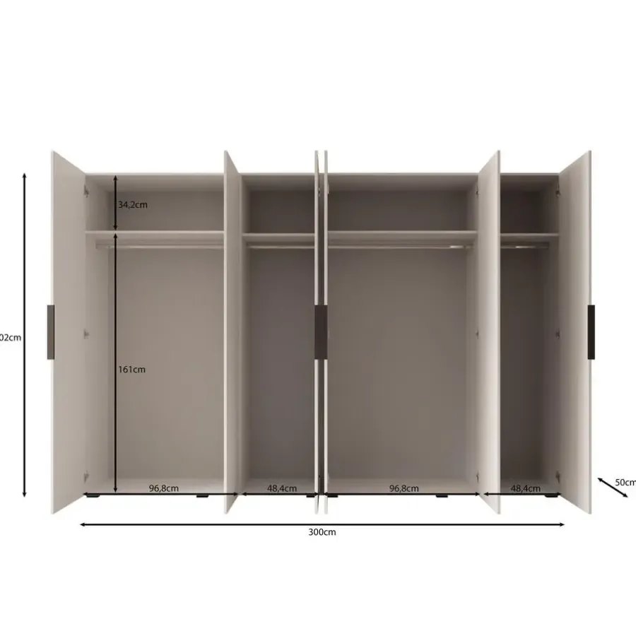 Meubella - Kledingkast Marquesa - Wit - 300 cm