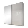 Schuifdeurkasten-Meubella - Kledingkast Mariah - Wit - 217 cm - Met spiegel