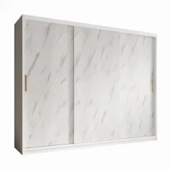 Schuifdeurkasten-Meubella - Kledingkast Marmer - Wit - 250 cm