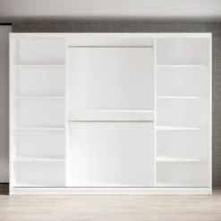Schuifdeurkasten-Meubella - Kledingkast Marmer - Wit - 250 cm