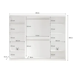 Schuifdeurkasten-Meubella - Kledingkast Marmer - Wit - 250 cm
