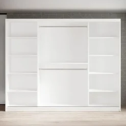 Meubella - Kledingkast Marmer 2 - Wit - 250 cm - Met spiegel