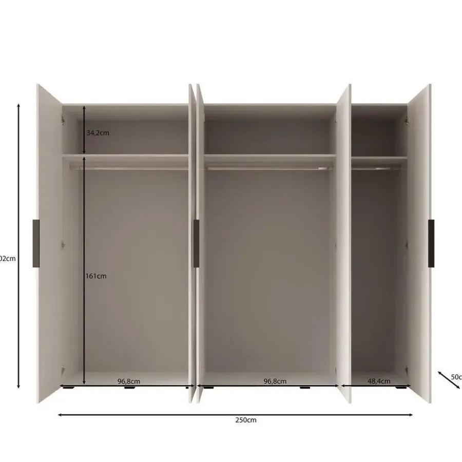 Draaideurkasten-Meubella - Kledingkast Marquesa - Wit - 250 cm