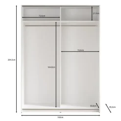 Meubella - Kledingkast Mendoza - Wit - 150 cm