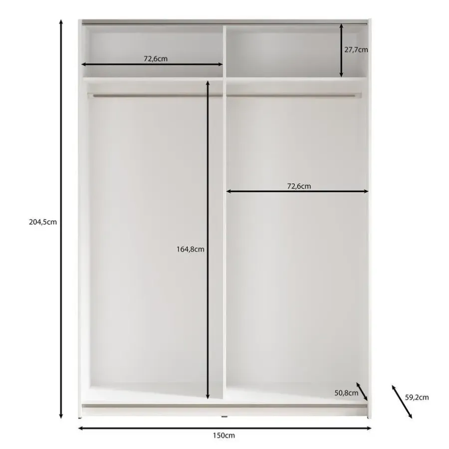 Meubella - Kledingkast Mendoza - Wit - 150 cm