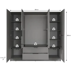 Draaideurkasten-Meubella - Kledingkast Nairobi - Antraciet - Eiken - 206 cm