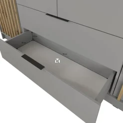 Draaideurkasten-Meubella - Kledingkast Nairobi - Antraciet - Eiken - 206 cm