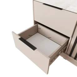 Meubella - Kledingkast Nairobi - Beige - Zwart - 105 cm - met spiegel