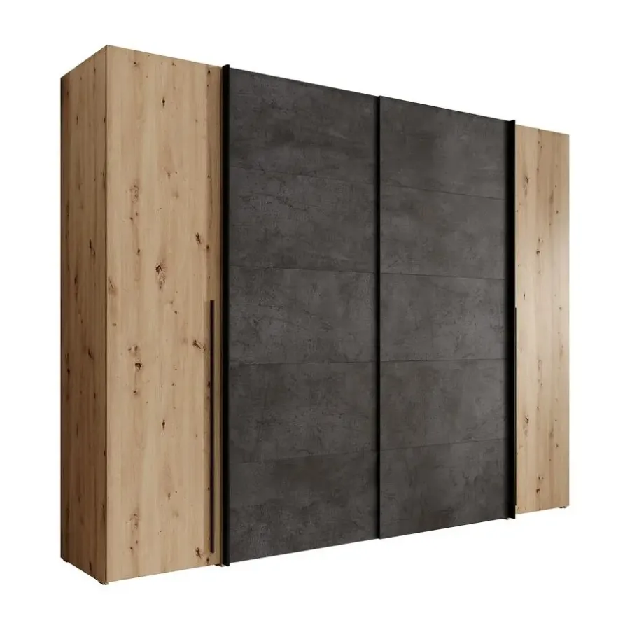 Draaideurkasten-Meubella - Kledingkast Nassau - Eiken - Grijs - 270 cm