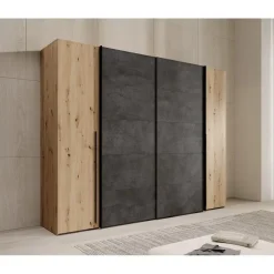 Draaideurkasten-Meubella - Kledingkast Nassau - Eiken - Grijs - 270 cm