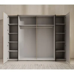 Draaideurkasten-Meubella - Kledingkast Nassau - Eiken - Grijs - 270 cm