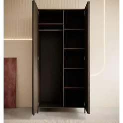 Kledingkasten|Kledingkasten-Meubella - Kledingkast Paz - Donkerbruin eiken - 92 cm