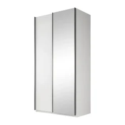Meubella - Kledingkast Rocky - Wit - 100 cm - Met spiegel
