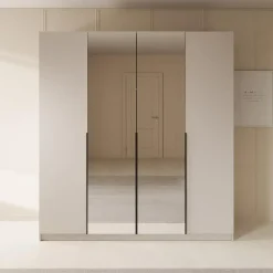 Meubella - Kledingkast Sabre - Beige - 200 cm - Met spiegel