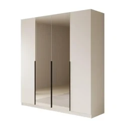 Meubella - Kledingkast Sabre - Wit - 200 cm - Met spiegel