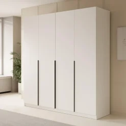 Draaideurkasten-Meubella - Kledingkast Sabre - Wit - 200 cm