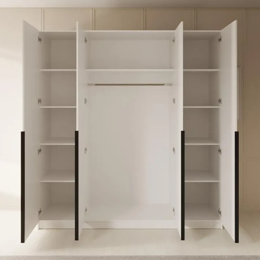 Draaideurkasten-Meubella - Kledingkast Sabre - Wit - 200 cm