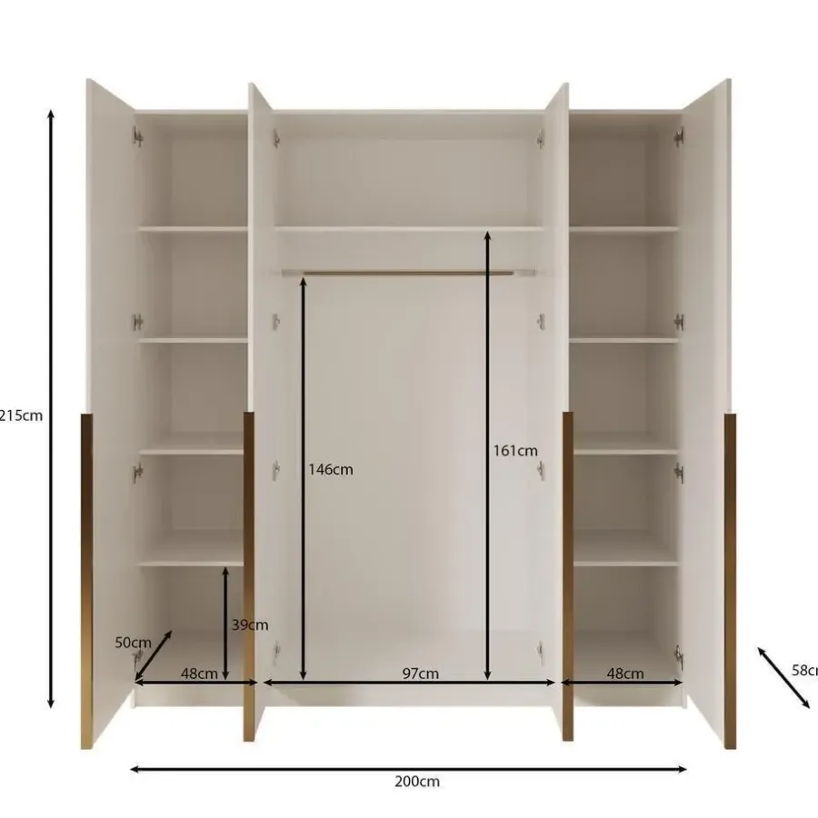 Draaideurkasten-Meubella - Kledingkast Sabre - Wit - 200 cm
