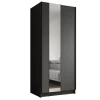 Schuifdeurkasten-Meubella - Kledingkast Salta - Zwart - 80 cm - Met spiegel
