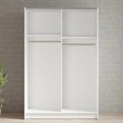 Schuifdeurkasten-Meubella - Kledingkast Salta - Wit - 120 cm - Met spiegel