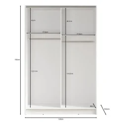 Schuifdeurkasten-Meubella - Kledingkast Salta - Wit - 120 cm - Met spiegel