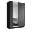 Meubella - Kledingkast Salta - Zwart - 120 cm - Met spiegel