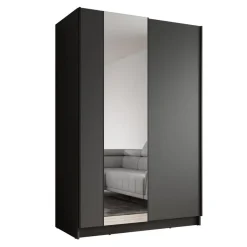 Meubella - Kledingkast Salta - Zwart - 120 cm - Met spiegel