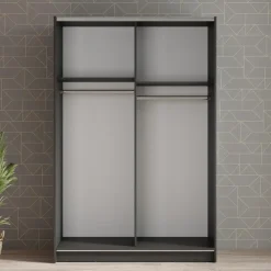 Meubella - Kledingkast Salta - Zwart - 120 cm - Met spiegel