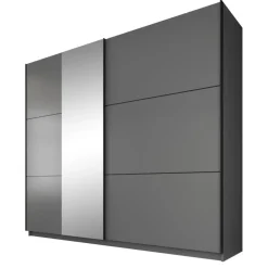 Schuifdeurkasten-Meubella - Kledingkast Samantha - Grijs - 236 cm - Met spiegel