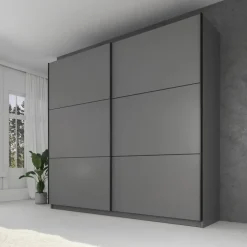 Schuifdeurkasten-Meubella - Kledingkast Samantha - Grijs - 217 cm