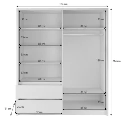Meubella - Kledingkast Sento - Wit - 180 cm - Met spiegel